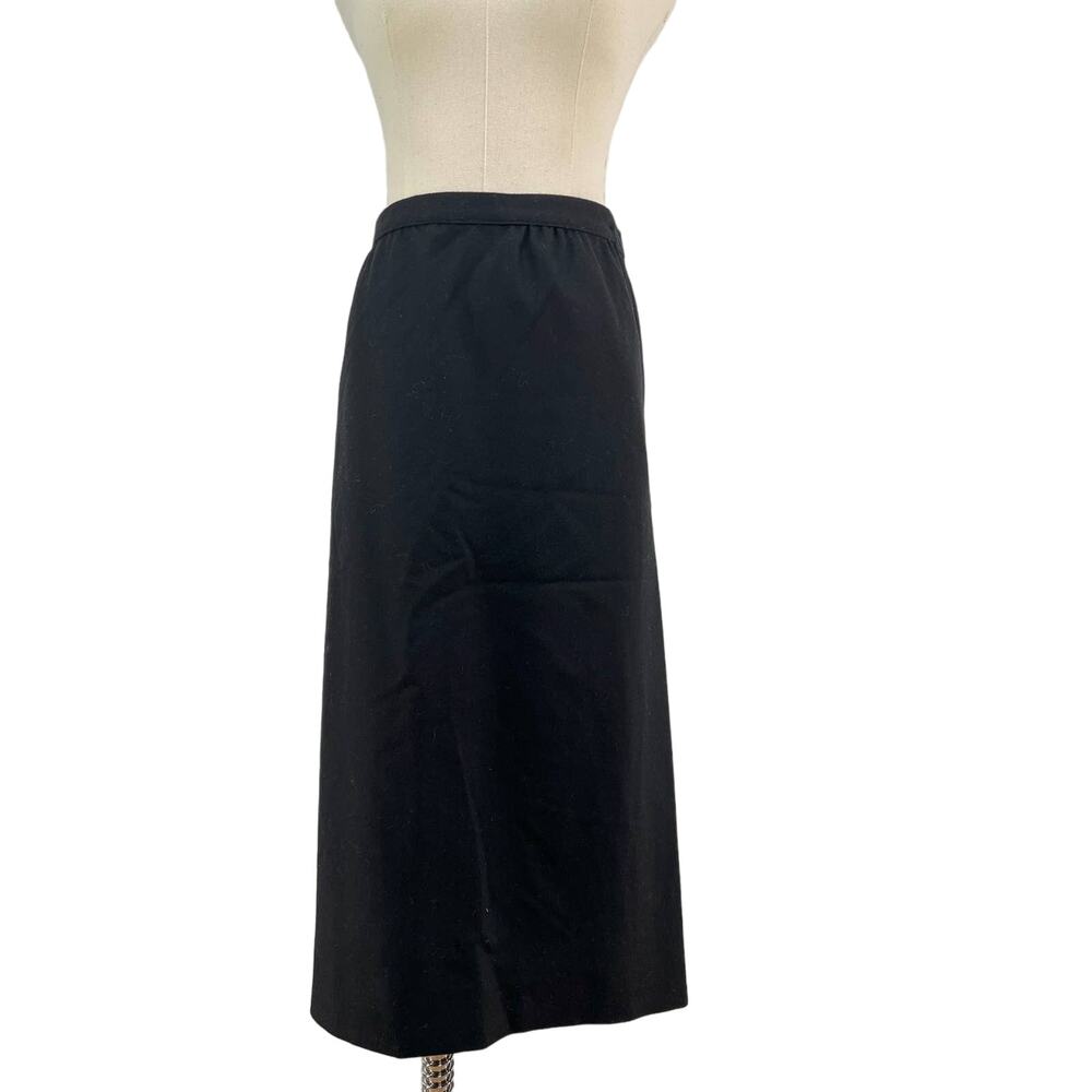 Pendleton Wool Pencil Skirt Black Vintage 70's Wednesday Addams Minimalist